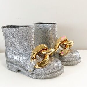 New JW Anderson Chain Glitter Silver Ankle Boots